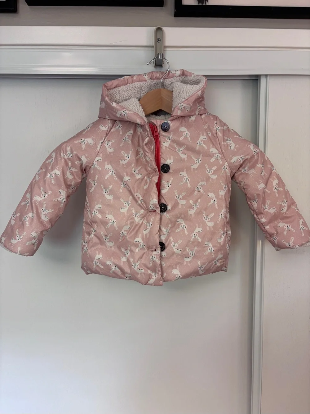 Catimini Cottagecore Jacket Size 3T Deer Prince Sherpa Lined Ears on Hooded Logo